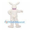 Rabbit Mascot Costume in White with Purple Bow Tie