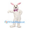 Rabbit Mascot Costume in White with Purple Bow Tie