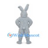 Rabbit Mascot Costume in Pale Blue with Bent Ear