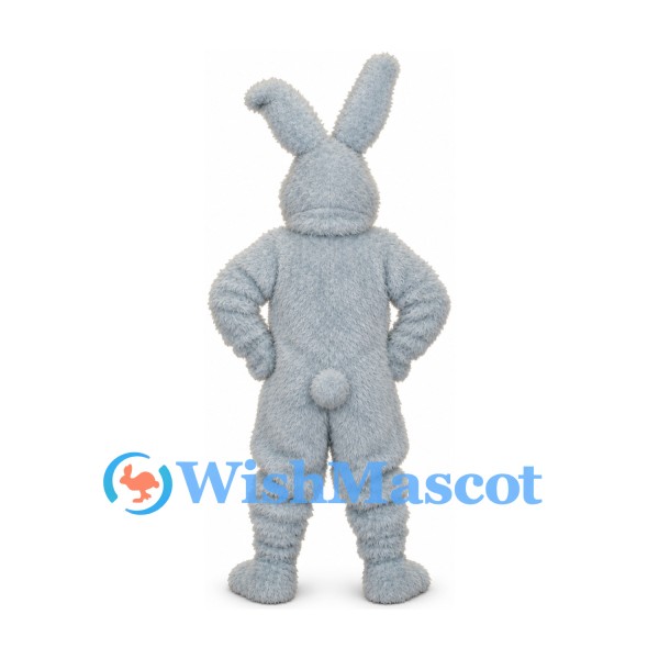 Rabbit Mascot Costume in Pale Blue with Bent Ear