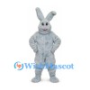 Rabbit Mascot Costume in Pale Blue with Bent Ear