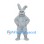 Rabbit Mascot Costume in Pale Blue with Bent Ear