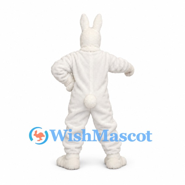 Rabbit Mascot Costume in White with Pink Buttons