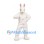 Rabbit Mascot Costume in White with Pink Buttons