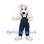 Dog Mascot Costume in White with Navy Overalls