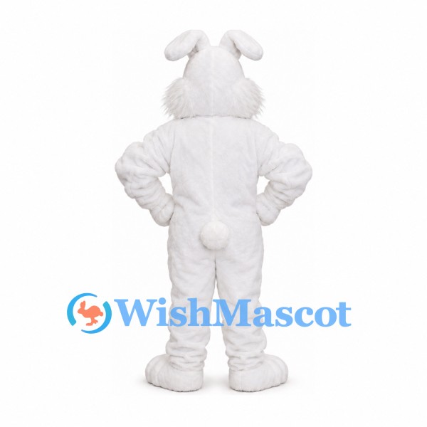 Rabbit Mascot Costume in White with Pink Belly Buttons