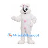 Rabbit Mascot Costume in White with Pink Belly Buttons