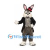 Rabbit Mascot Costume with Black Tailcoat and Checked Vest