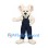 Mouse Mascot Costume in Cream with Navy Overalls