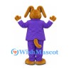Dog Mascot Costume with Purple Tuxedo and Red Bow Tie