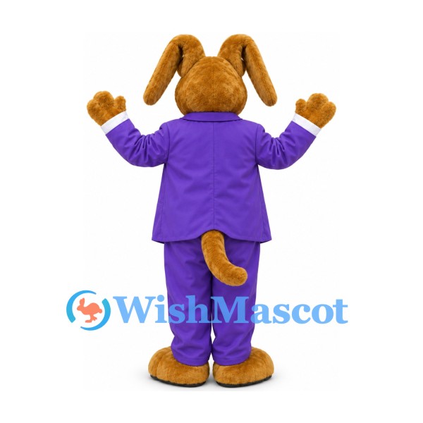 Dog Mascot Costume with Purple Tuxedo and Red Bow Tie