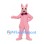 Rabbit Mascot Costume in Pink with Burgundy Bow Tie