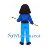 Martial Artist Mascot Costume with Blue Uniform and Black Belt