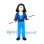 Martial Artist Mascot Costume with Blue Uniform and Black Belt