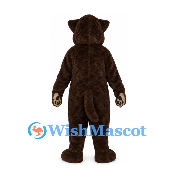 Bear Mascot Costume in Dark Brown with Orange Belly