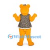 Bear Mascot Costume in Yellow with Floral Dress