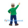 Man Mascot Costume with Green Shirt and Gray Cap
