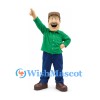 Man Mascot Costume with Green Shirt and Gray Cap