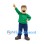 Man Mascot Costume with Green Shirt and Gray Cap