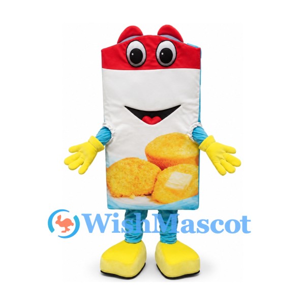 Snack Carton Mascot Costume with Red Top and Potato Chip Print