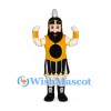 Warrior Mascot Costume with Yellow Black Armor and Helmet