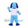 Dog Mascot Costume in Blue with White Shirt and Pants