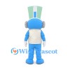 Thermometer Character Mascot Costume in Blue with Tall Gauge Headpiece