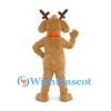 Reindeer Mascot Costume in Tan with Orange Collar