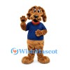 Dog Mascot Costume with Navy Shirt and Red Collar