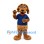 Dog Mascot Costume with Navy Shirt and Red Collar