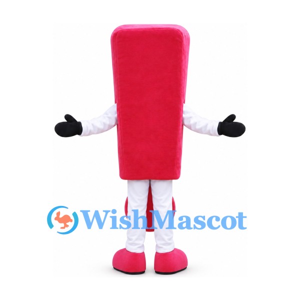 Exclamation Mark Mascot Costume in Pink with Smiling Face