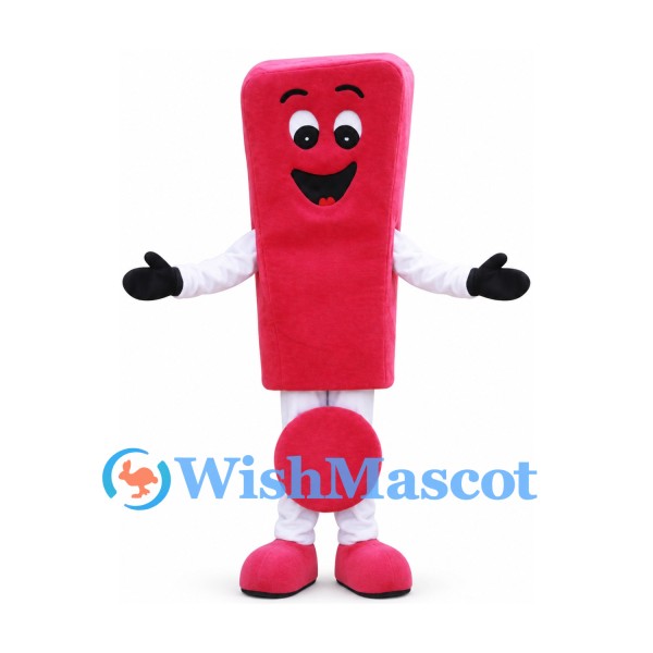 Exclamation Mark Mascot Costume in Pink with Smiling Face