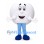 White Ball Mascot Costume with Smiling Face and Blue Legs