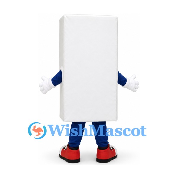 Refrigerator Mascot Costume in White with Smiling Face