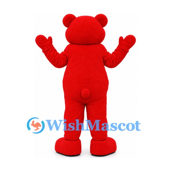 Bear Mascot Costume in Red with Black Nose
