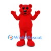 Bear Mascot Costume in Red with Black Nose