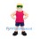 Strongman Mascot Costume with Blond Flat Top and Pink Tank Top