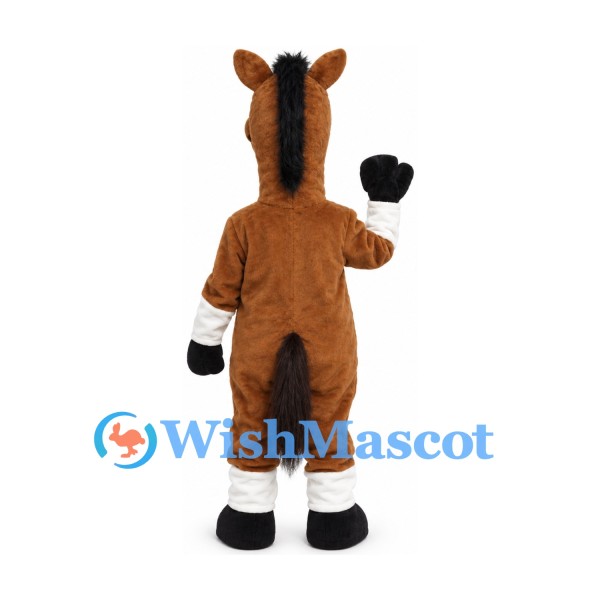 Horse Mascot Costume in Brown with White Belly and Leg Cuffs