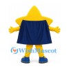 Star Superhero Mascot Costume in Yellow with Blue Cape