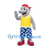 Seal Mascot Costume with Red Cap and Blue Checked Shorts