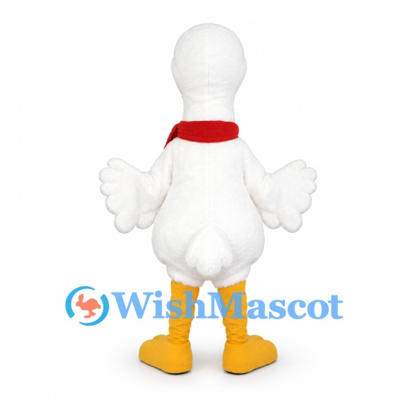 Pelican Mascot Costume in White with Red Scarf