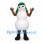 Snowman Mascot Costume with Green Earflap Hat and Branch Arms