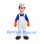 Butcher Mascot Costume with White Striped Apron and Orange Gloves