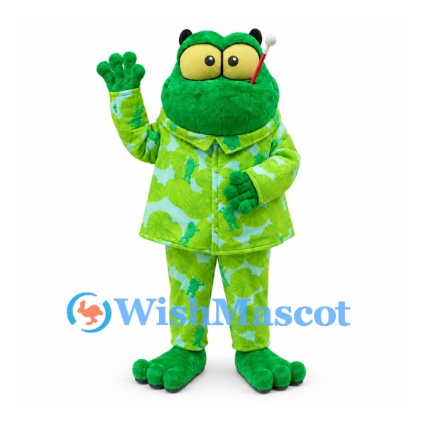 Frog Mascot Costume with Green Patterned Pajamas