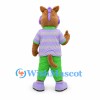 Cat Mascot Costume with Purple Striped Shirt and Green Pants