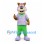 Cat Mascot Costume with Purple Striped Shirt and Green Pants