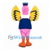 Parrot Sailor Mascot Costume in Pink with Blue Yellow Wings