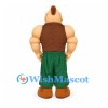 Strongman Mascot Costume with Brown Vest and Green Pants