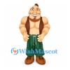 Strongman Mascot Costume with Brown Vest and Green Pants
