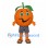 Orange Fruit Mascot Costume with Patterned Shorts and Green Leaves